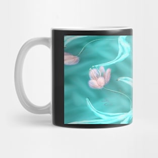 flower and hummingbird on aquamarine pattern 2 Mug